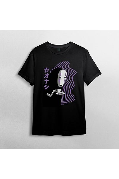 Pixxa Spirited Away - Μπλουζάκι με λαιμόκοψη χωρίς πρόσωπο Ghibli Miyazaki 100% βαμβάκι Μοντέλο 1