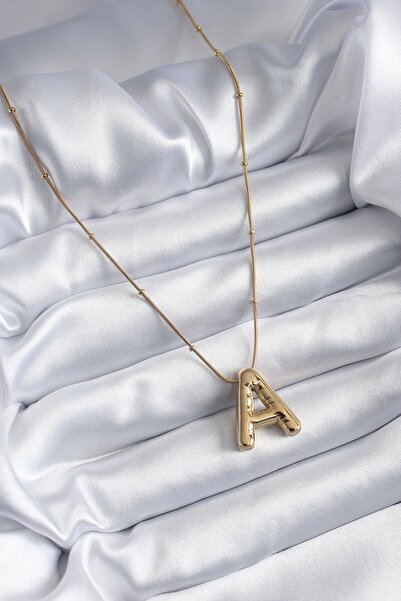 shopwave 316L Steel Gold Color Bubble "A" Letter Model Women's Necklace