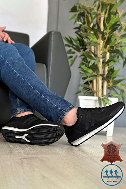 BIG KING Siyah Hakiki Deri Erkek Spor Ayakkabı