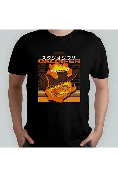Pixxa Μπλουζάκι Ghibli Calcifer Howl's Moving Castle Crew Neck - 100% βαμβάκι Μοντέλο 1