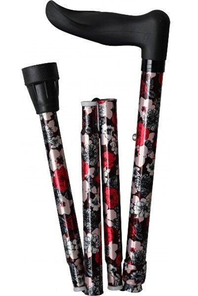Herdegen 243635 Ortopedik Sağ El Katlanabilir Baston Çiçek Desenli