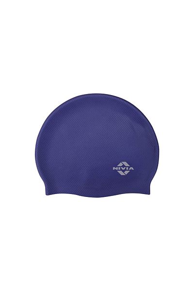 Nivia Pro Silicone Waterproof Swimming Cap | Navy Blue | One Size | Unisex-Adult | Silicone | Easy Fit