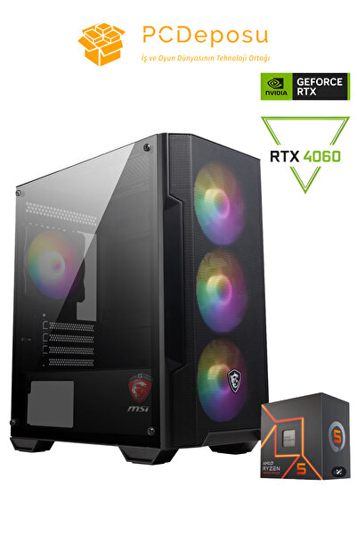 MSI RYZEN 7500F RTX 4060 Gaming PC | 16GB RAM, 1TB SSD, MSI MAG Kasa, 6 Fanlı...