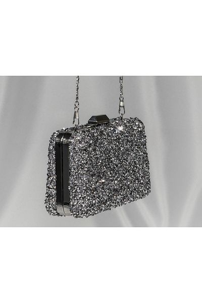 Store Sparkling Silver Stone Evening Dress Bag