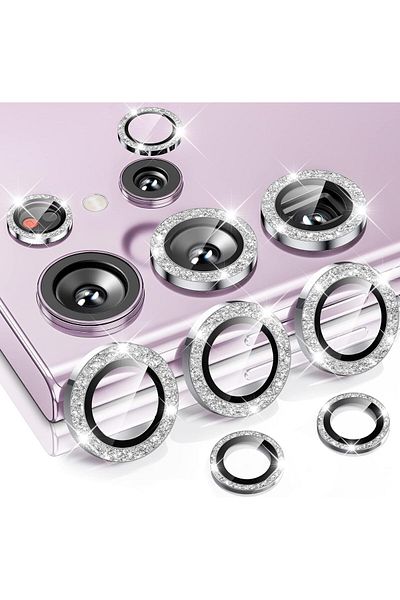AWH S23 Ultra Camera Lens Protector, 9H Tempered Glass, Titanium Military-Grade, Glitter Silver