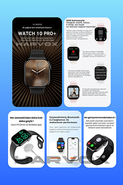 HARVOX Watch 10 Pro+ Akıllı Saat Iphone Ve Android Tüm Telefonlara Uyumlu