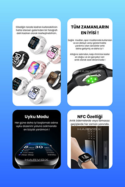 HARVOX Watch 10 Pro+ Akıllı Saat Iphone Ve Android Tüm Telefonlara Uyumlu
