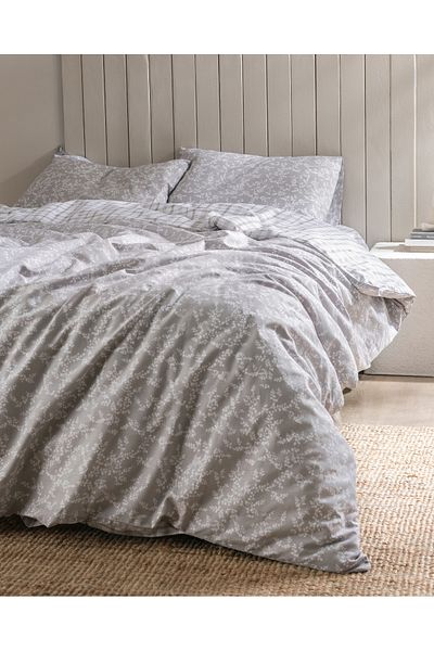 Madame Coco Garde King Size 100% Cotton Ranforce Printed Duvet Cover Set - Gray