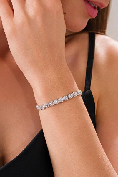 Tmt Silver Gümüş Yuvarlak Beyaz Zirkon Taşlı Pırlanta Modeli Rodyumlu Su Yolu...