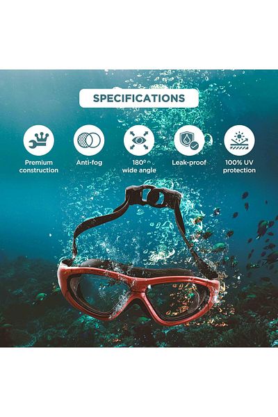 Endless Stylish Swimming Goggle with Anti-Fog & UV Protection | Brown | Silicon, PU | Leak Proof | One Size