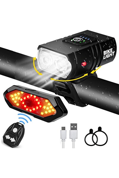Pallero Ön Arka Led Işık Seti Bisiklet Sinyal + 1000 Lümen 5 Modlu Fener Usb Şarjlı Set
