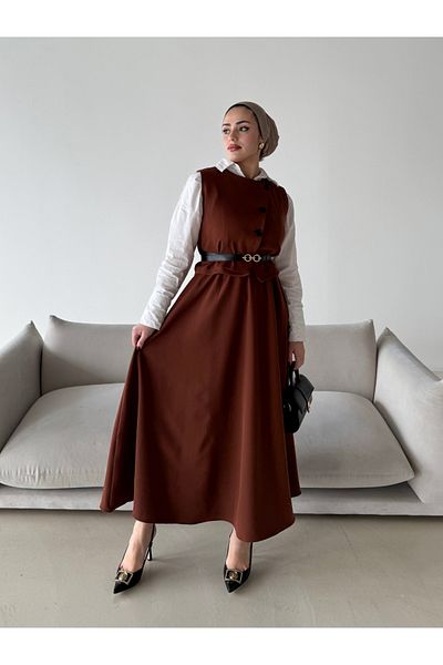 ENSA TESETTUR Σετ κοστούμι με φούστα Melisa Coffee Color
