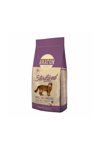 Araton Sterilised Adult Cat Food 15 kg - Weight Control & Urinary Support