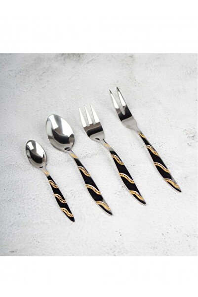 HIC 84 Pieces Gold Plated Stainless Steel Spoons and Forks Set