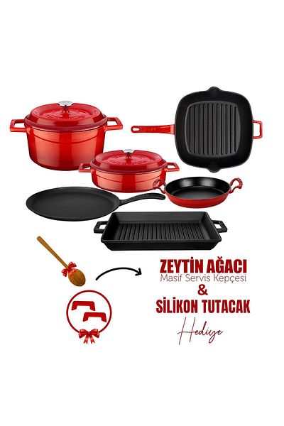 Lava Cast Iron 6X Trendy Series 8 Piece Cookware & Pans Set