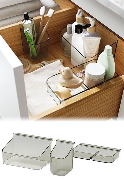 Binbirreyon 3 Pieces Smoked Dk063 - Organizer Inside Drawer Box Set with Hangers