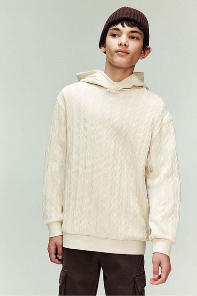 H&M Kablo örgüsü normal kapüşonlu üst