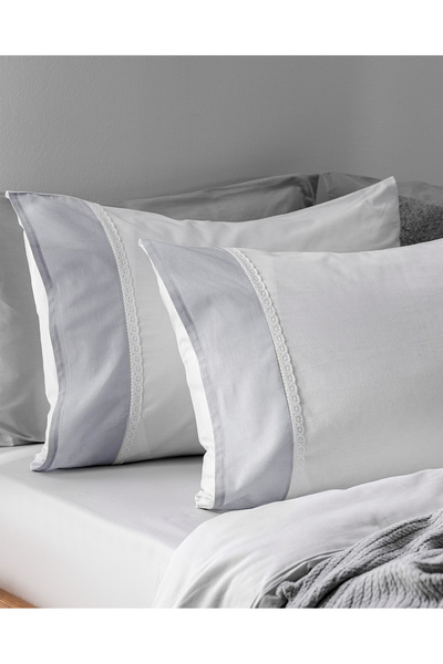 Madame Coco Nicola 100% Cotton Pillow Case - Gray