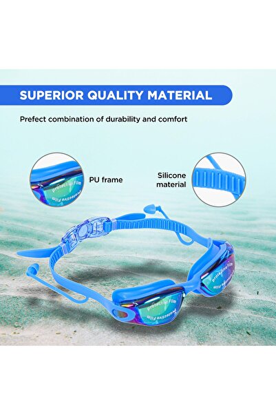 Endless Stylish Swimming Goggle with Anti-Fog & UV Protection | Leak Proof | Blue |Free Size| Silicon, PU