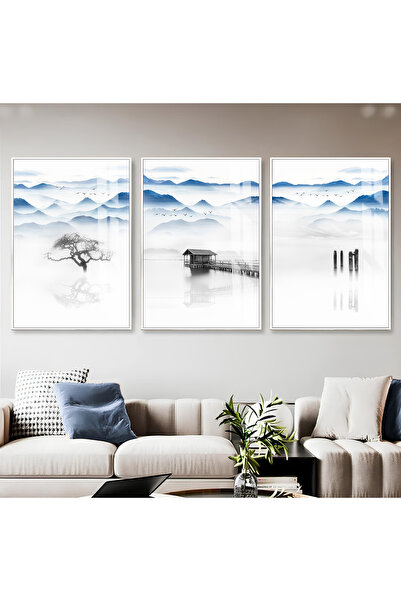Harika bir ev Hari̇kabi̇rev | White-Blue Foggy Lake Landscape Combination | F...