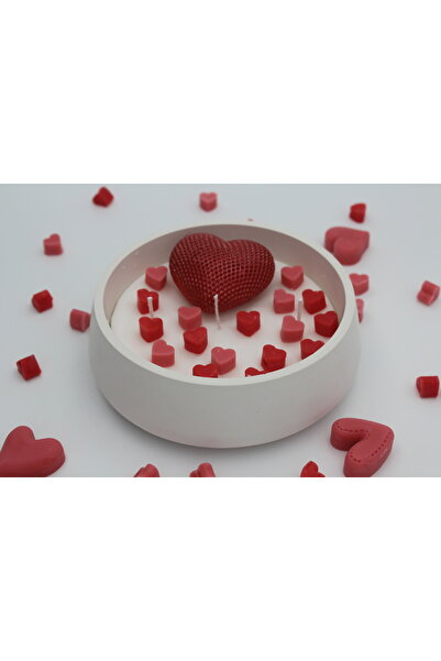 Misse Dekoratif Sukulent Beton Saksıda Sevgililer Günü Temalı Kokulu Kalpli H...