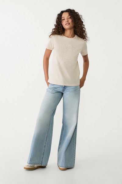 Stradivarius Embroidered slogan t-shirt
