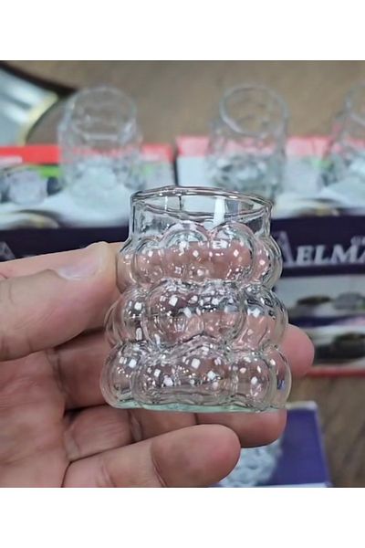 DİBA AVM Coffee Side Water Cup Set 6 Pcs Grape Model Coffee Side Presentation Cup/ Mini 70 ml Volume/Length 5 cm