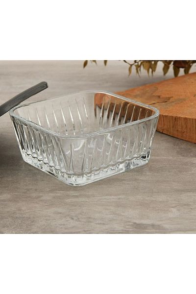 Paşabahçe Freesia Gray 4-Piece Glass Bowl with Lid