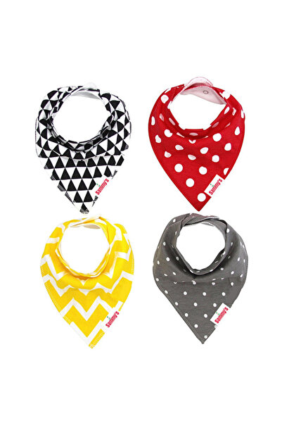 Eazy Kids Bandana Bibs Set of 4 - Organic Cotton - Triangle Dots
