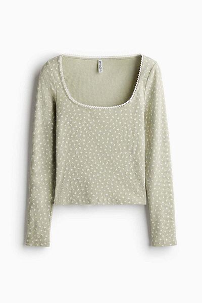 H&M Picot-trimmed cotton top