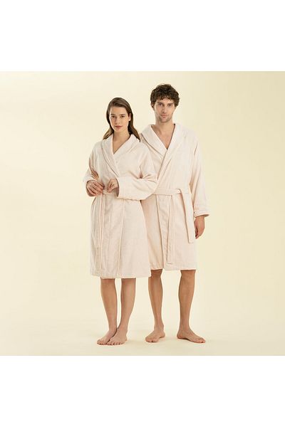 Chakra Solid Unisex Bathrobe Powder