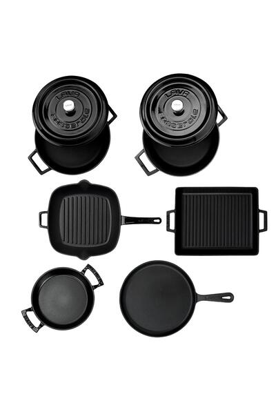 Lava Cast Iron 6X Trendy Series 8 Piece Cookware & Pans Set