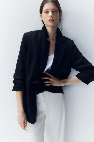 H&M Gathered-sleeve Blazer
