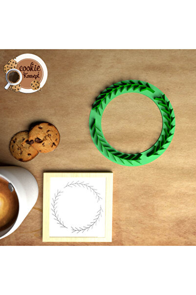 CookieKonsept Yaprak Şerit Dal Konsept Baskı Damga Kurabiye Kalıbı - Stamp