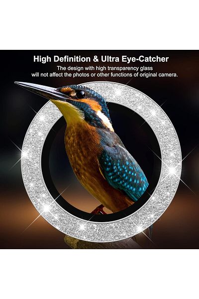AWH S23 Ultra Camera Lens Protector, 9H Tempered Glass, Titanium Military-Grade, Glitter Silver