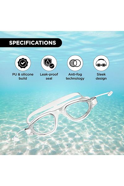 Endless Stylish Swimming Goggle with Anti-Fog and UV Protection | White | Silicon, Plastic | Leak Proof