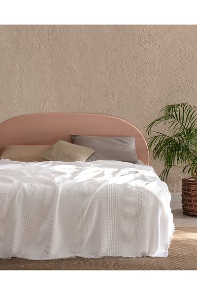 Madame Coco Lucille King Size 100% Cotton Bedspread - White