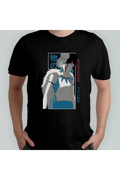 Pixxa Μπλουζάκι Princess Mononoke Ghibli Miyazaki με μοτίβο 100% βαμβακερό με λαιμόκοψη - Μοντέλο 1