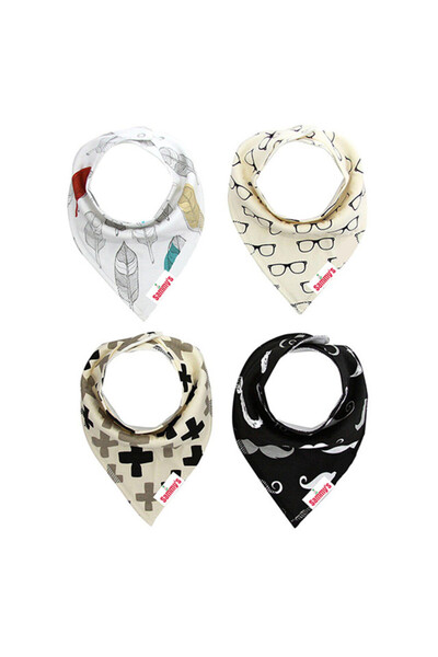 Eazy Kids طقم مريلة باندانا من 4 قطع - قطن عضوي - نظارات وشوارب