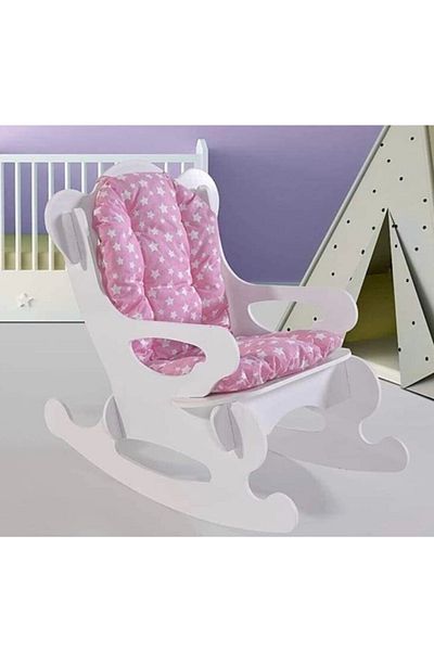 HOMS Scaun balansoar copii, Baby Puzzle Homs, alb/roz, 40x70x65 cm, MDF