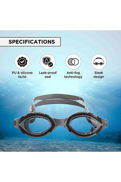 Endless Swimming Goggle With Anti-Fog & UV Protection | Leak Proof | Silver | Free Size | Silicon, Rubber