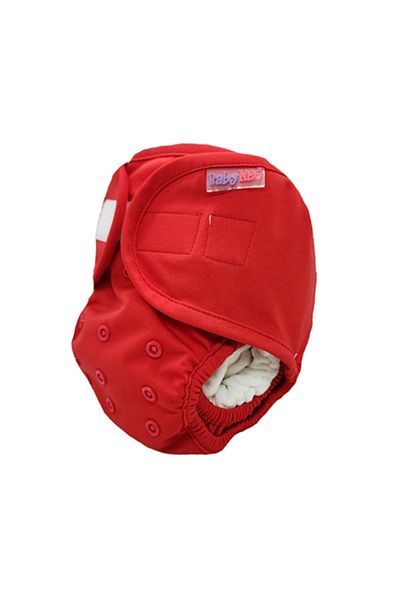 BabyNEO Washable Baby Diaper Velcro Tape One Size 4+1 Set - Red