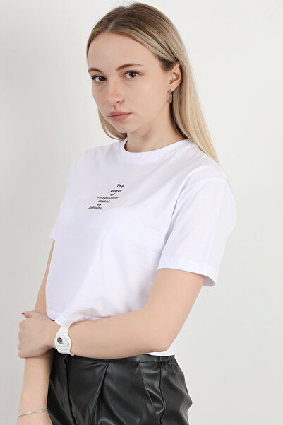 GİYSA Moć štampane ženske majice - okrugli izrez, bela, 925026