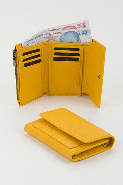 Fossil Boxed Genuine Leather Ice Blue Medium Size Women's Hand Portfolio Card Holder Wallet