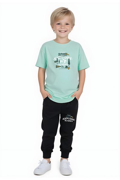 panios kids Explore Printed Boy's Double Pocket Bottom-Top Set