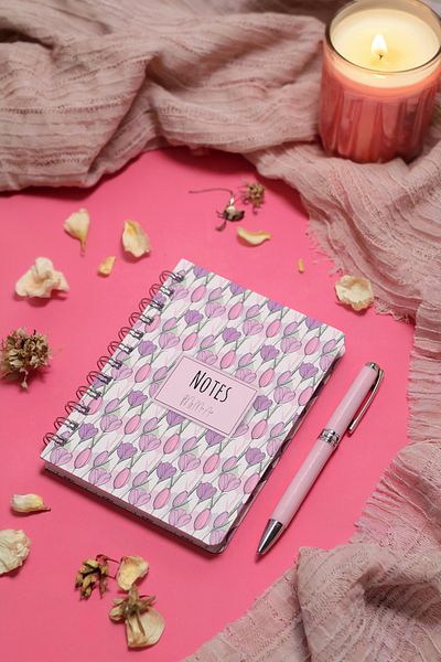 My Mia Art Tulip-Mini Hard Cover Spiral Notebook, 12X17 cm