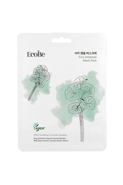 Ecobe Cica Ampoule Mask Pack 25 ml - Soothing and moisturising sheet mask Centella Asiatica extract