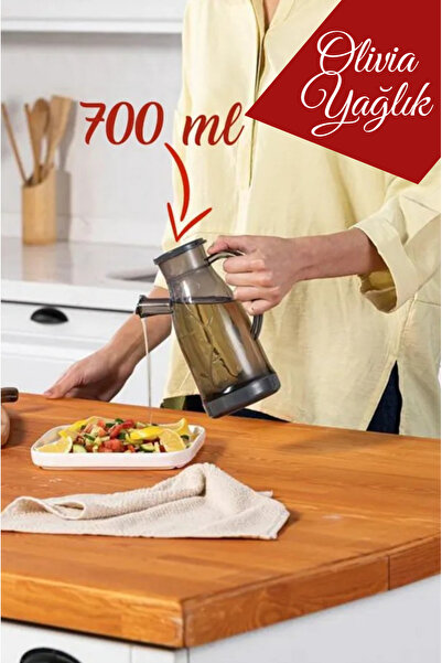 Gülce وعاء زيت فردي من أوليفيا بسعة 700 مل، وعاء صلصة بلاستيكي مع غطاء قابل ل...