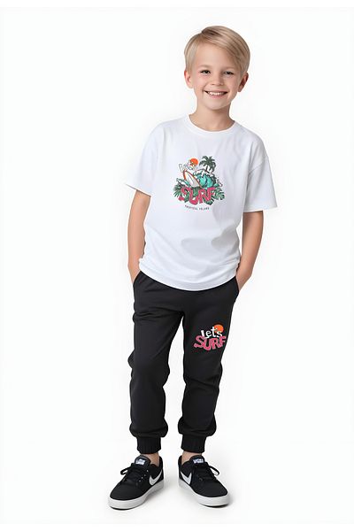 panios kids Surf Printed Boys' Double Pocket Bottom-Top Suit
