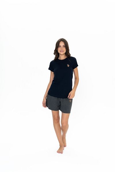 U.S. Polo Assn. Femei, Licențiat, USPA, (Bleumarin), Mânecă scurtă, Set pantaloni scurți